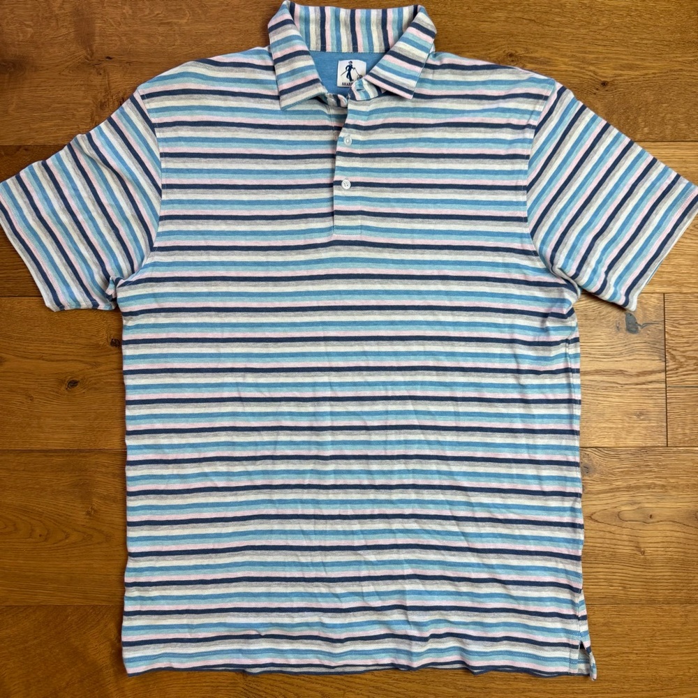Sharp Lad Shelby Stripe Pique Short Sleeve Polo Shirt Mens Sz L